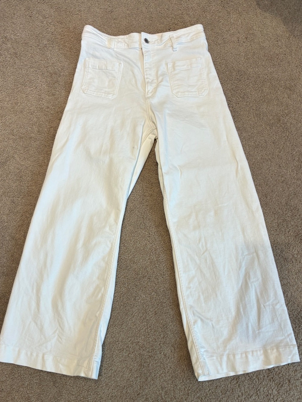 Zara Cream Wide-Leg High-Rise Jeans